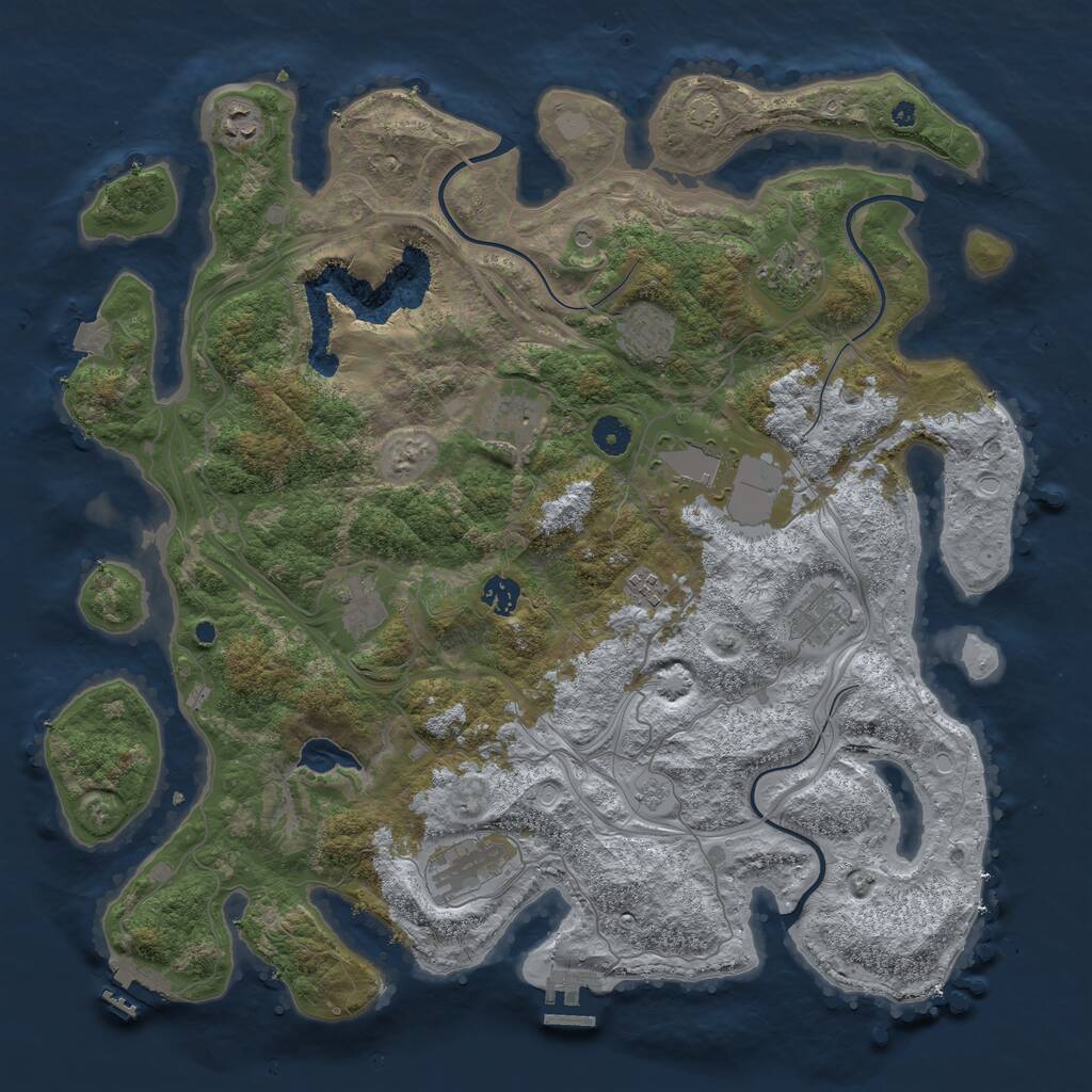 Rust Map: Procedural Map, Size: 4300, Seed: 80634, 16 Monuments
