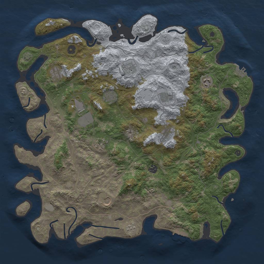 Rust Map: Procedural Map, Size: 4500, Seed: 1957827577, 19 Monuments