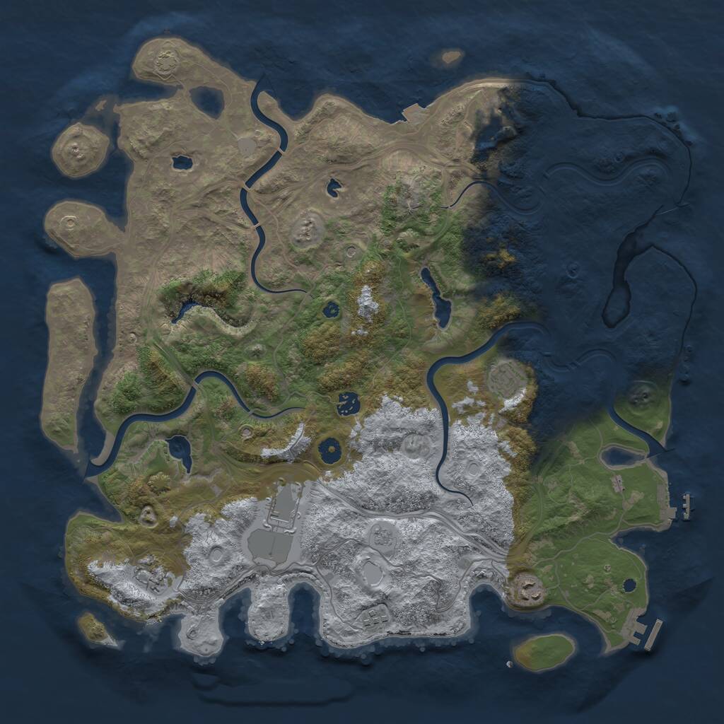 Rust Map: Procedural Map, Size: 4500, Seed: 1436854, 13 Monuments