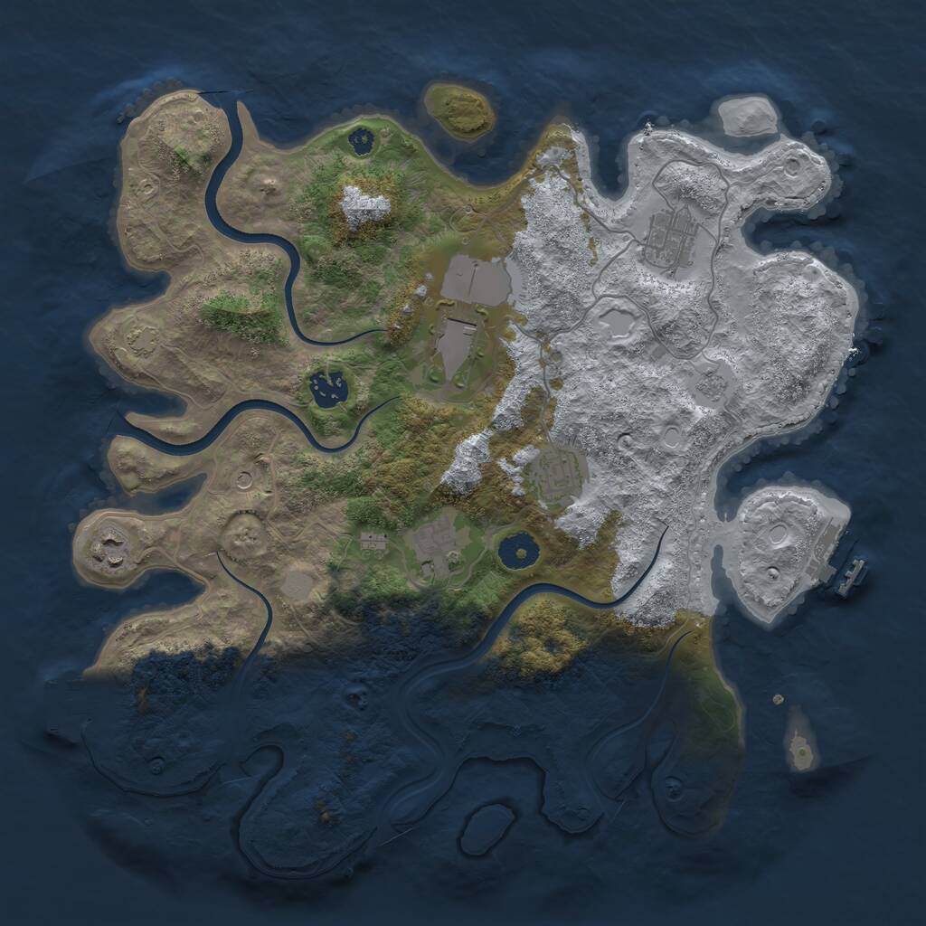 Rust Map: Procedural Map, Size: 3650, Seed: 83376913, 12 Monuments