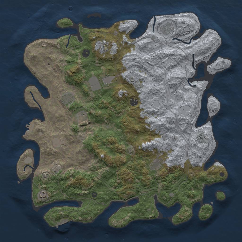Rust Map: Procedural Map, Size: 4500, Seed: 2139756184, 18 Monuments