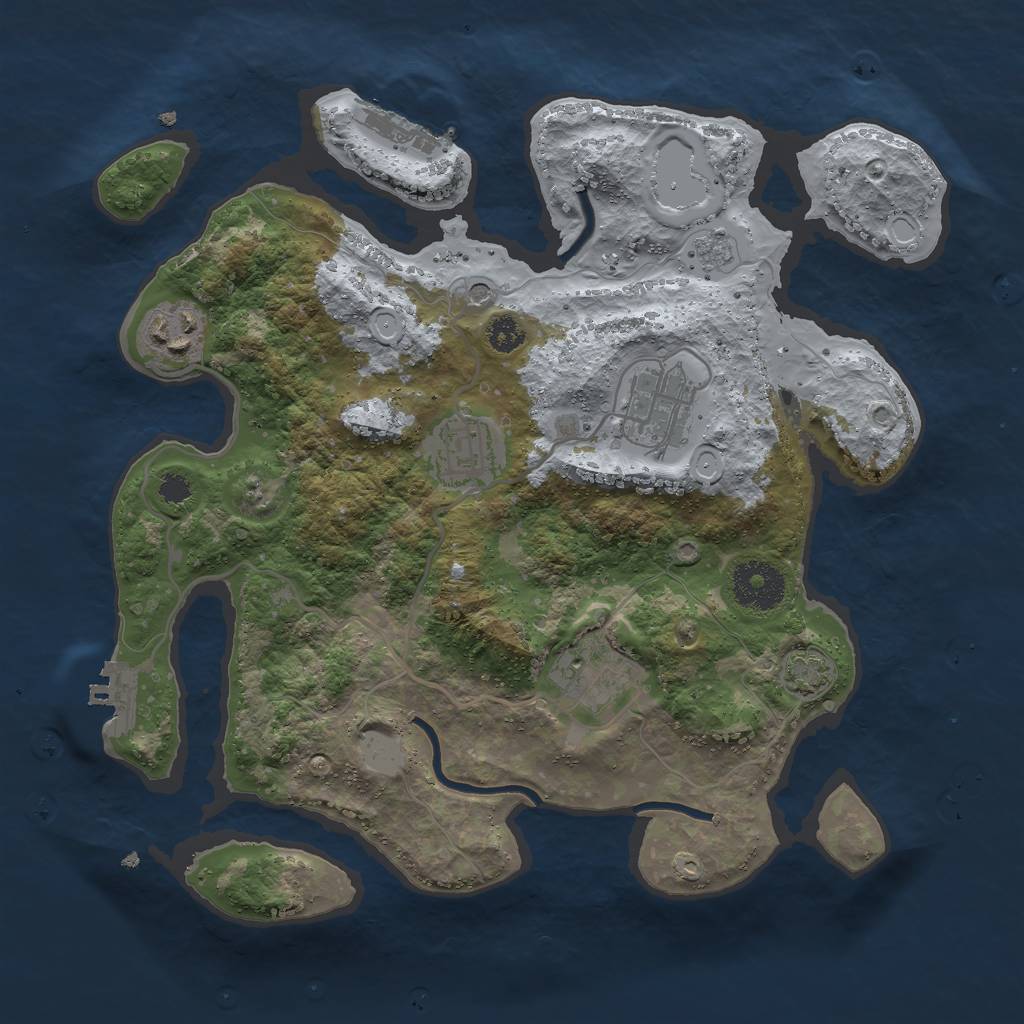 Rust Map: Procedural Map, Size: 3000, Seed: 1819005495, 12 Monuments