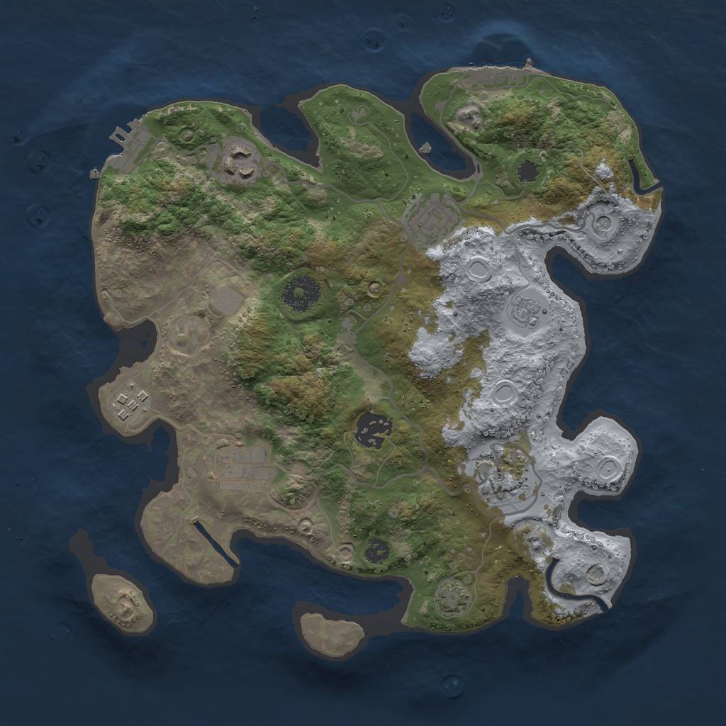Rust Map: Procedural Map, Size: 3000, Seed: 32177, 14 Monuments