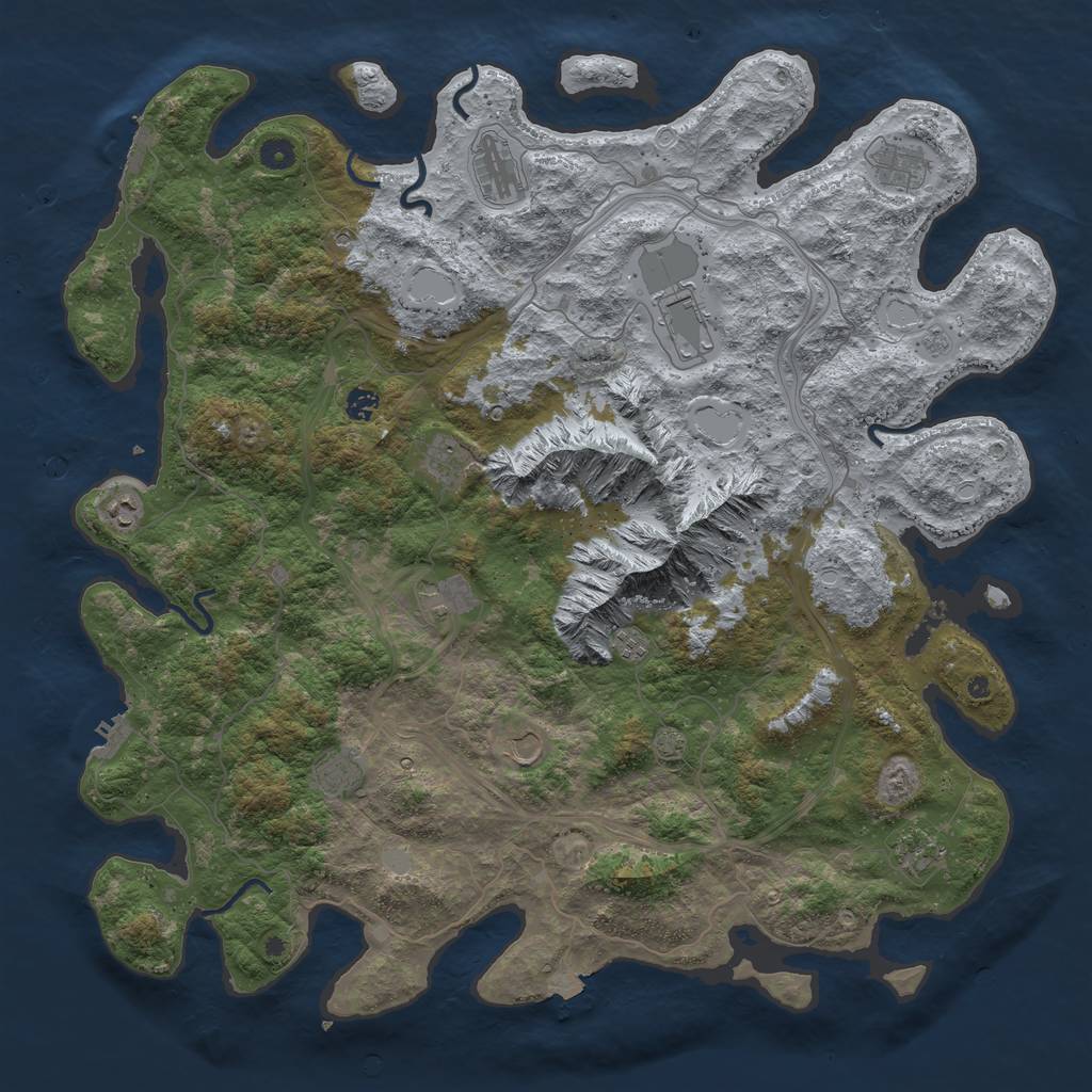 Rust Map: Procedural Map, Size: 5000, Seed: 4325231, 19 Monuments