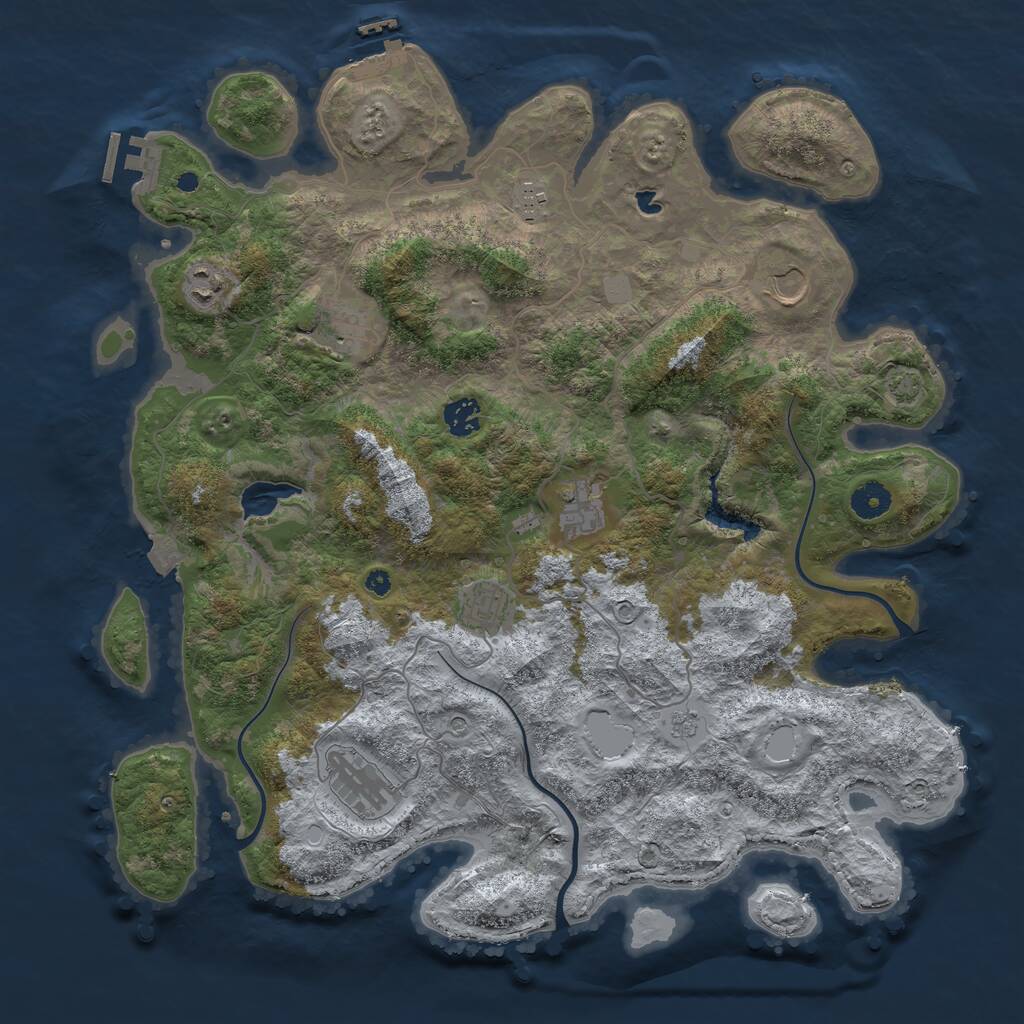 Rust Map: Procedural Map, Size: 4069, Seed: 8469487, 14 Monuments