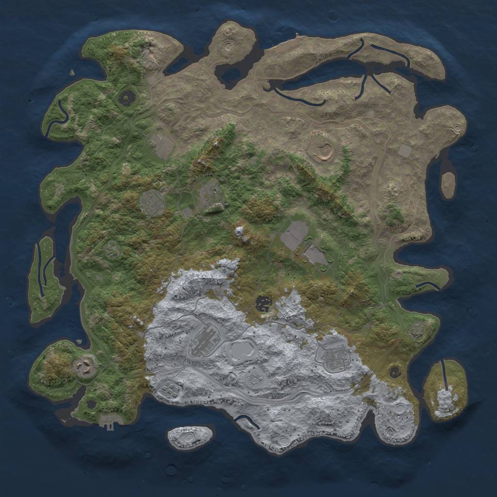 Rust Map: Procedural Map, Size: 4500, Seed: 1833644748, 18 Monuments