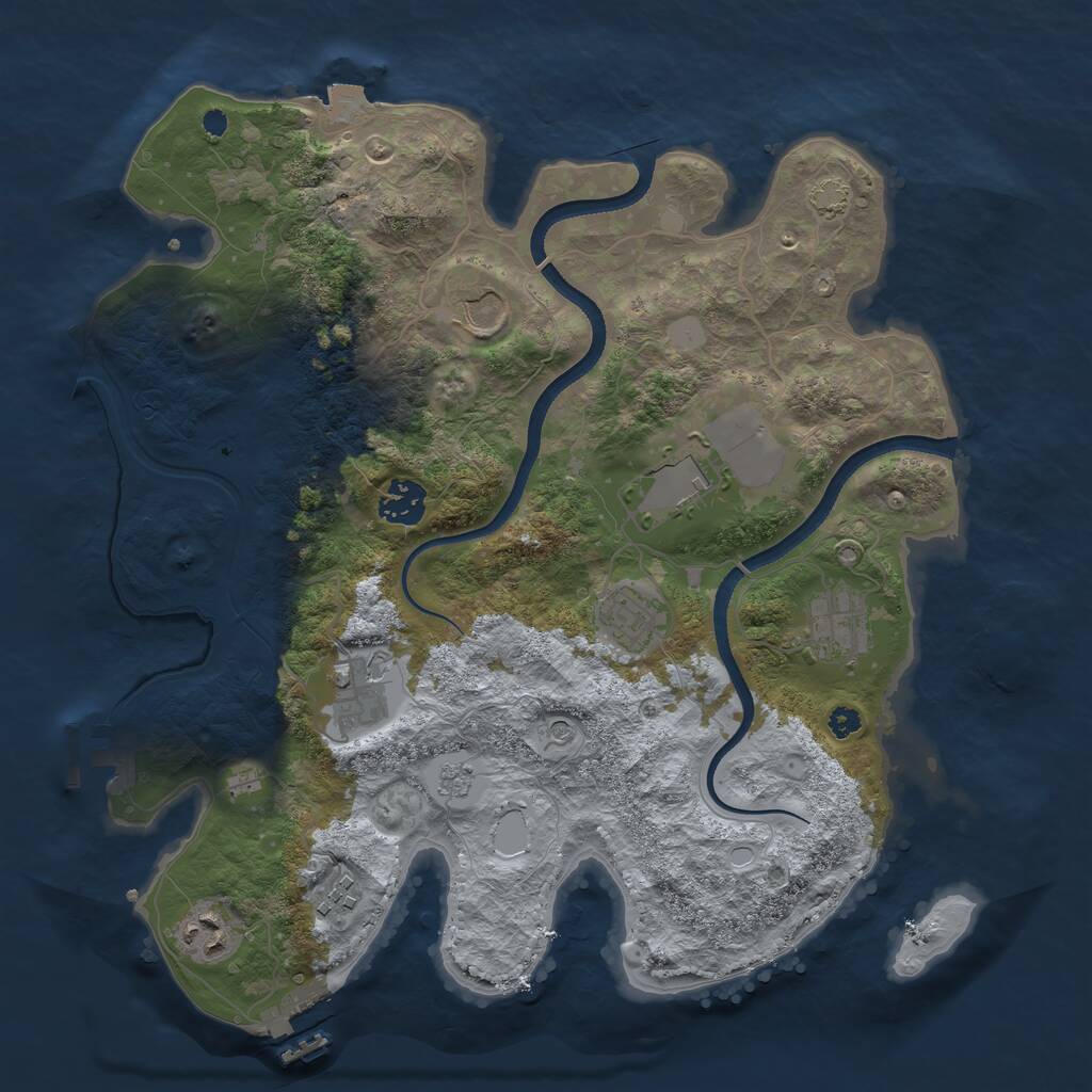 Rust Map: Procedural Map, Size: 3500, Seed: 861835, 14 Monuments