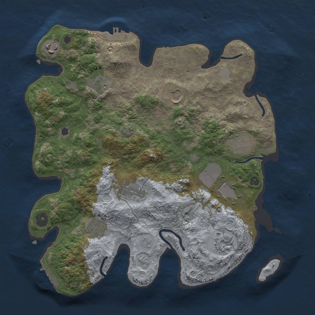 Rust Map: Procedural Map, Size: 3500, Seed: 861835, 15 Monuments