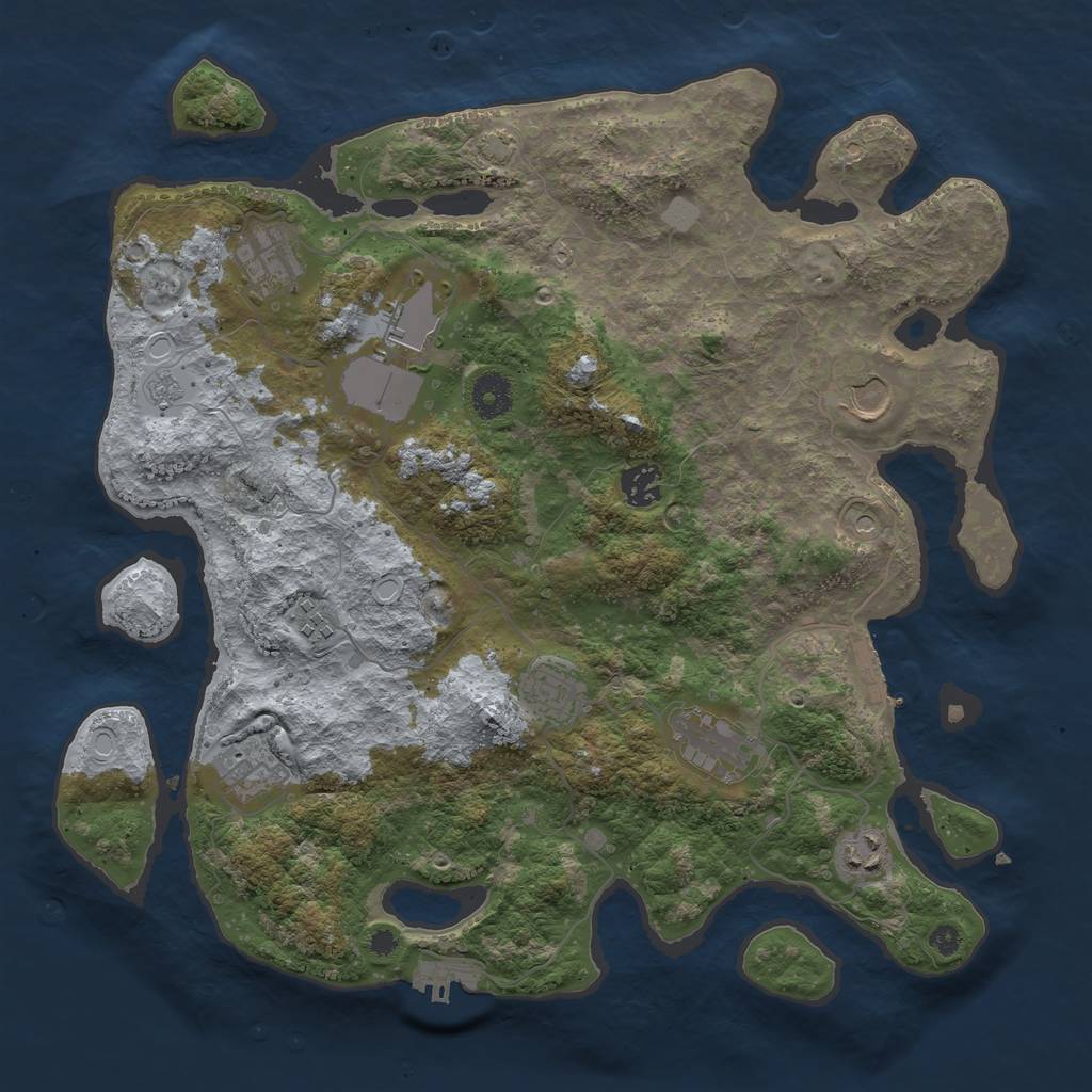 Rust Map: Procedural Map, Size: 3750, Seed: 46016515, 17 Monuments