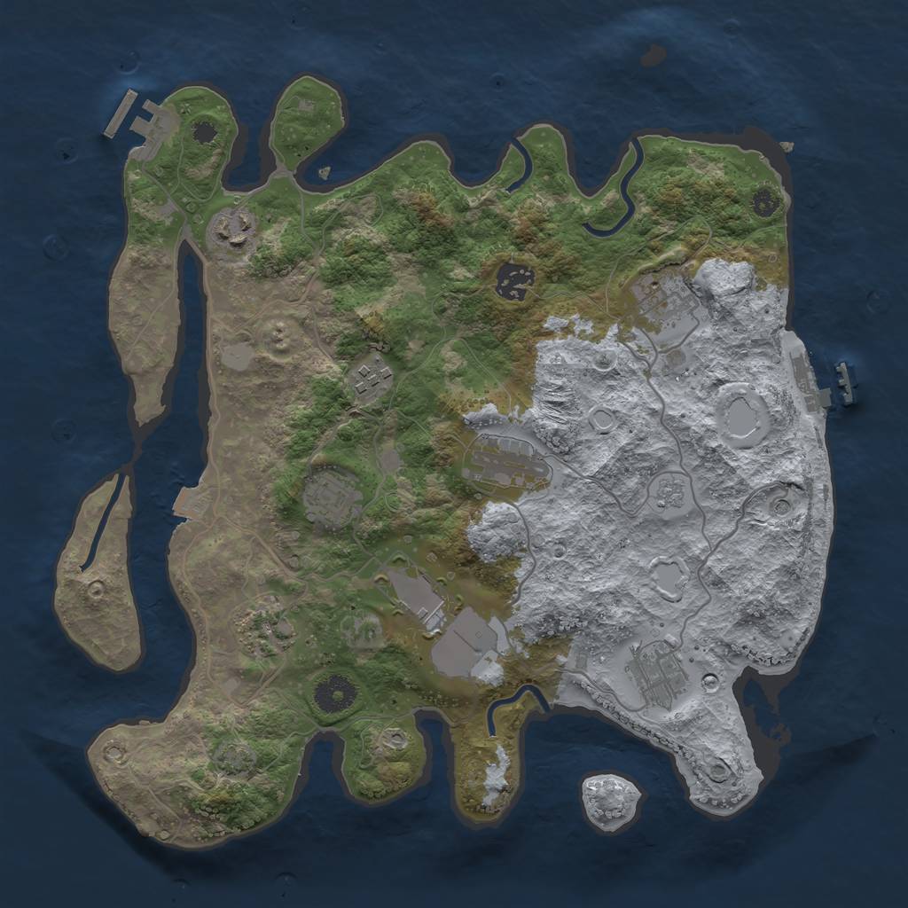 Rust Map: Procedural Map, Size: 3500, Seed: 84299536, 17 Monuments