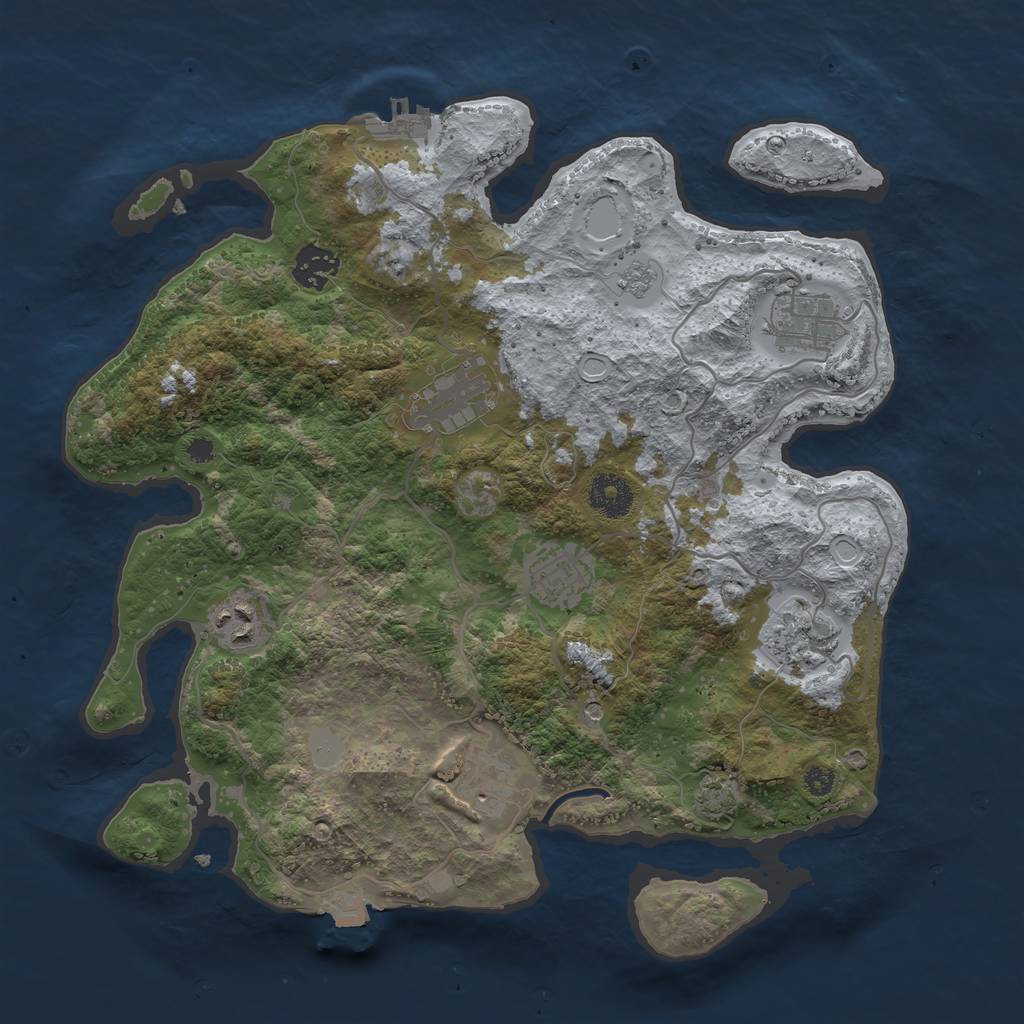 Rust Map: Procedural Map, Size: 3450, Seed: 7614987, 14 Monuments
