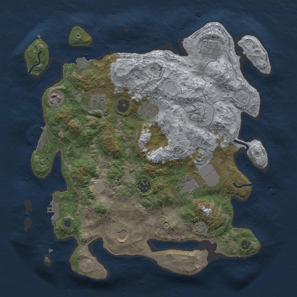 Rust Map: Procedural Map, Size: 3500, Seed: 9463542, 16 Monuments