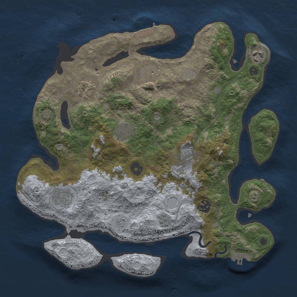 Rust Map: Procedural Map, Size: 3450, Seed: 18796266, 16 Monuments