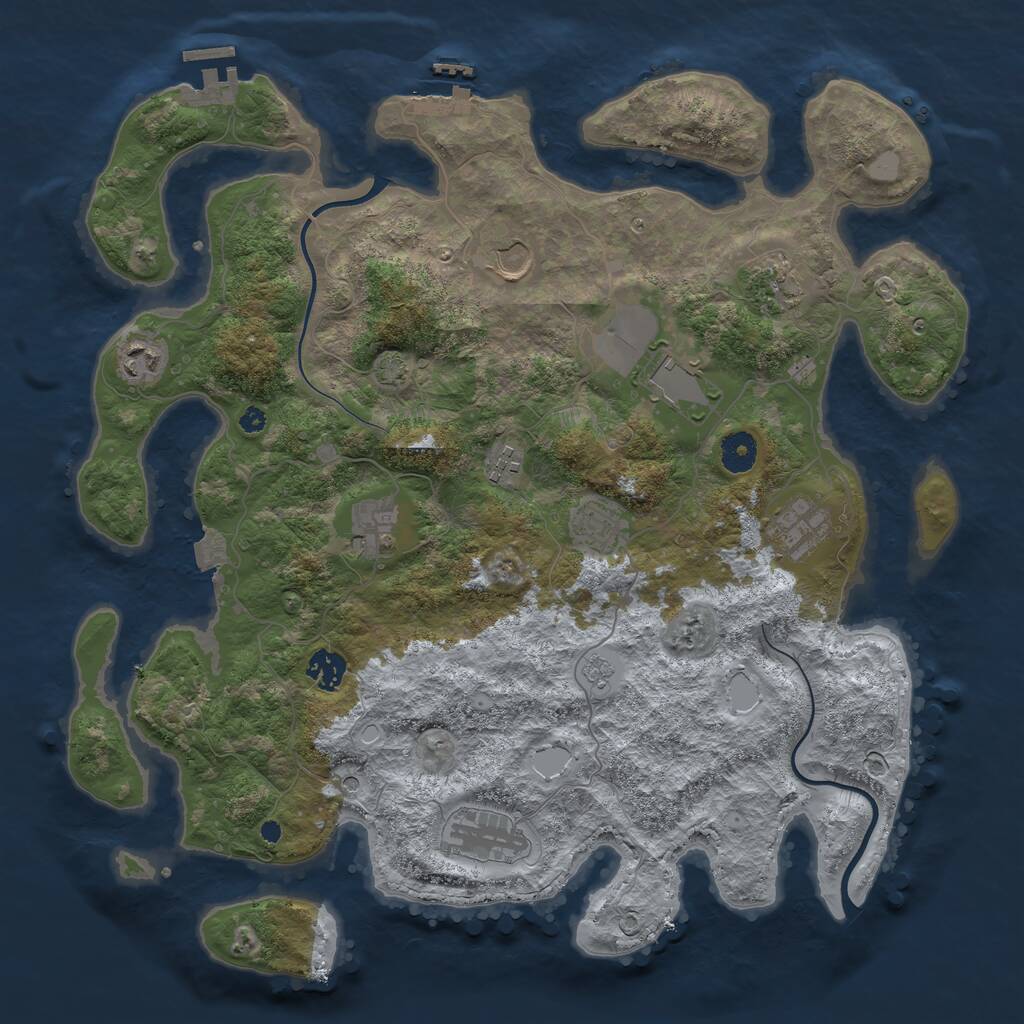 Rust Map: Procedural Map, Size: 3950, Seed: 17727306, 16 Monuments
