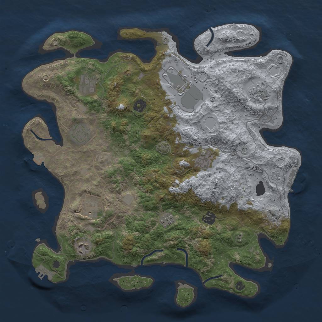Rust Map: Procedural Map, Size: 3750, Seed: 17785746, 17 Monuments