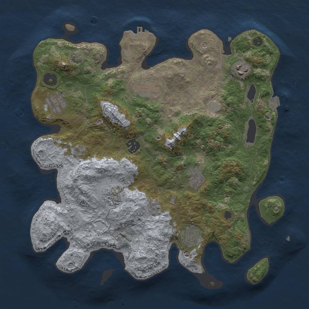 Rust Map: Procedural Map, Size: 3450, Seed: 79722970, 15 Monuments