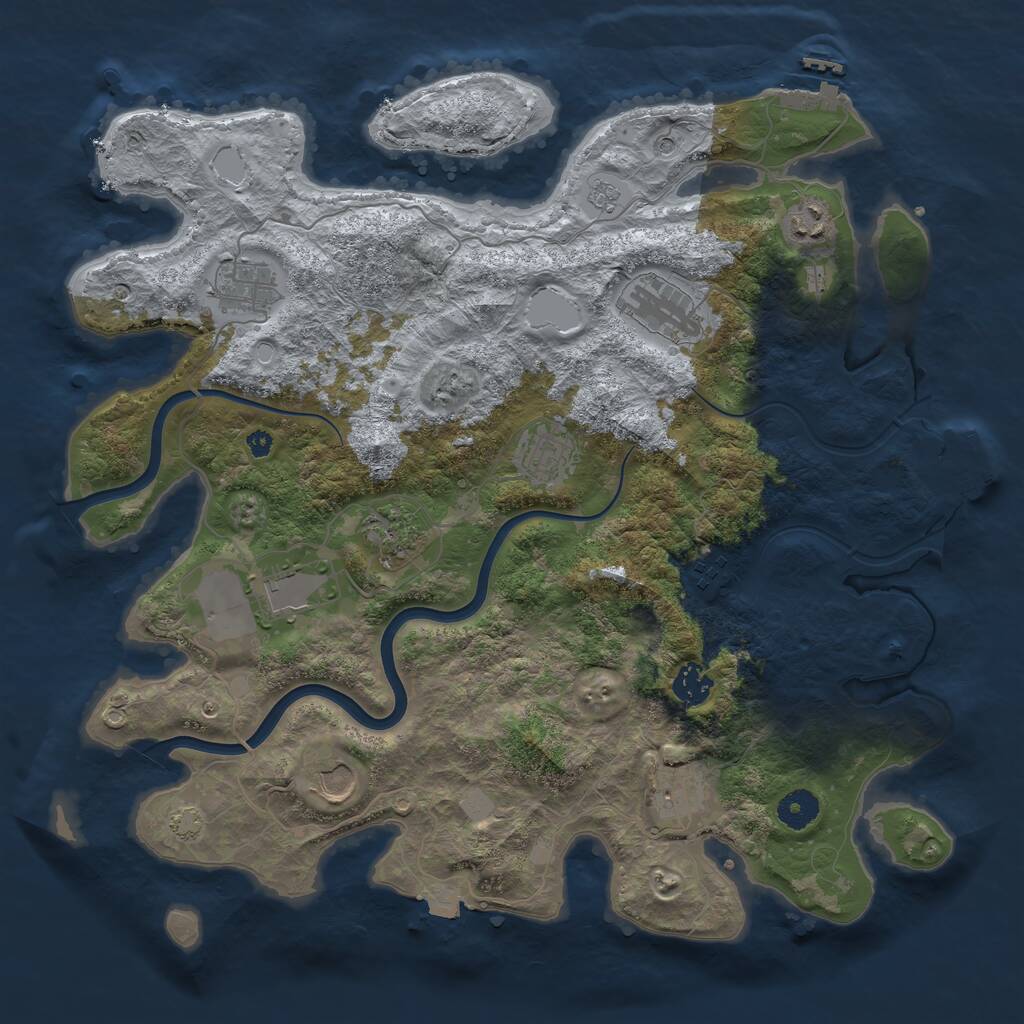 Rust Map: Procedural Map, Size: 3900, Seed: 40992203, 16 Monuments