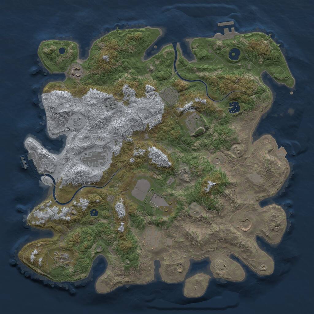 Rust Map: Procedural Map, Size: 3950, Seed: 44381333, 16 Monuments