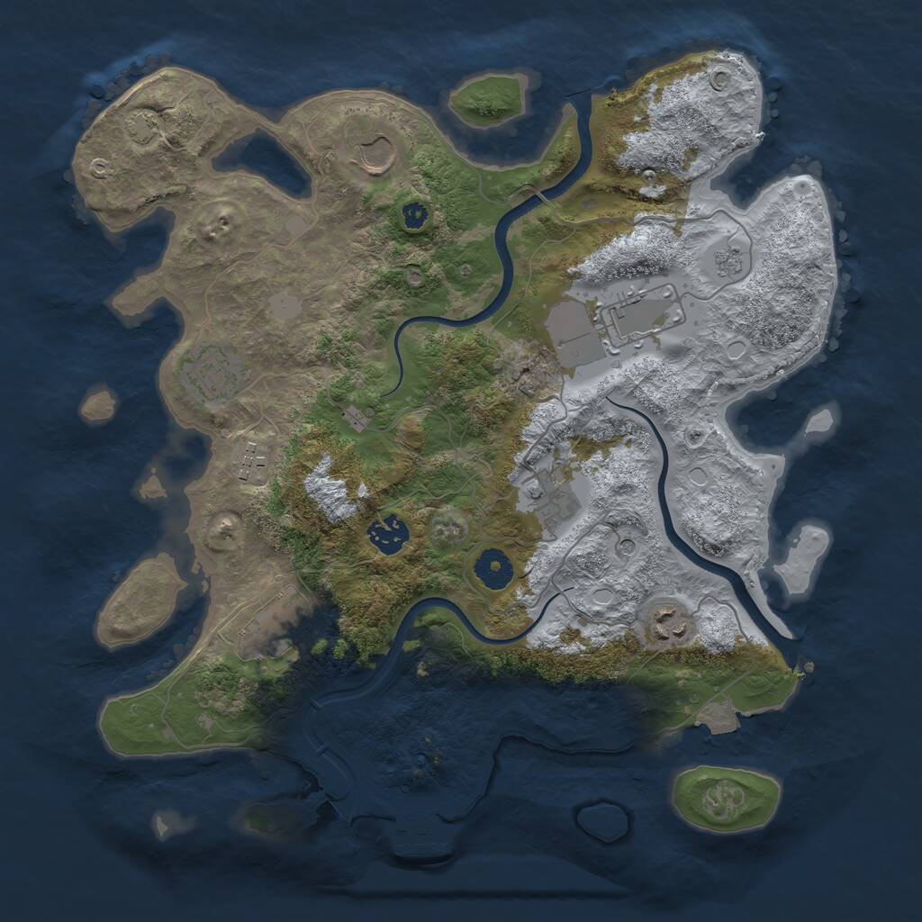 Rust Map: Procedural Map, Size: 3600, Seed: 75209560, 13 Monuments