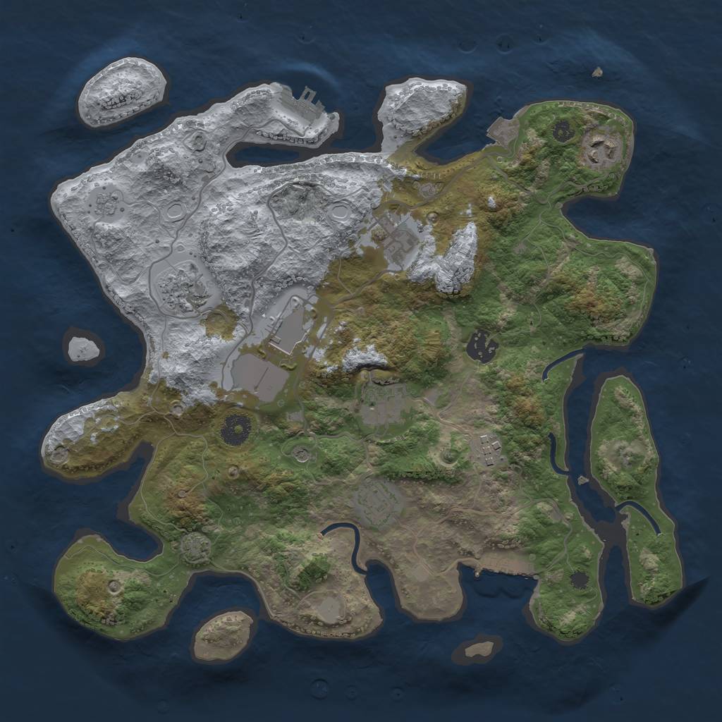 Rust Map: Procedural Map, Size: 3500, Seed: 973900523, 16 Monuments