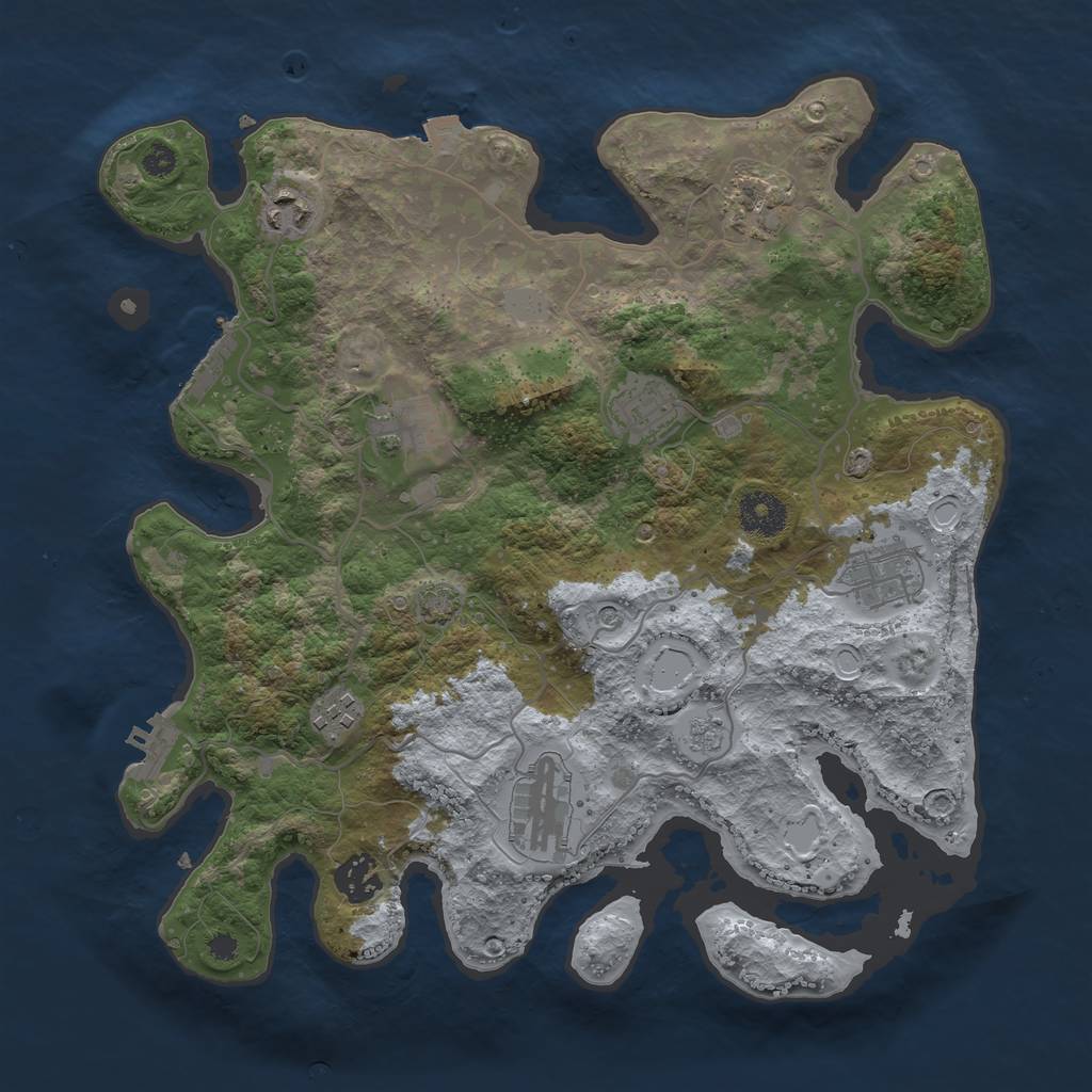 Rust Map: Procedural Map, Size: 3450, Seed: 75504325, 16 Monuments