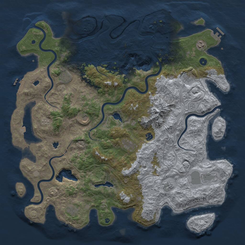 Rust Map: Procedural Map, Size: 5000, Seed: 444619483, 16 Monuments