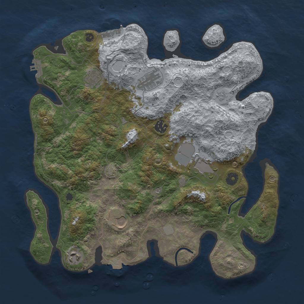Rust Map: Procedural Map, Size: 3600, Seed: 32505910, 14 Monuments