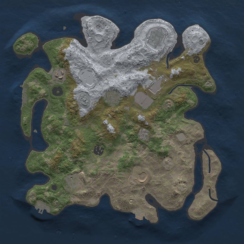 Rust Map: Procedural Map, Size: 3500, Seed: 458191758, 16 Monuments
