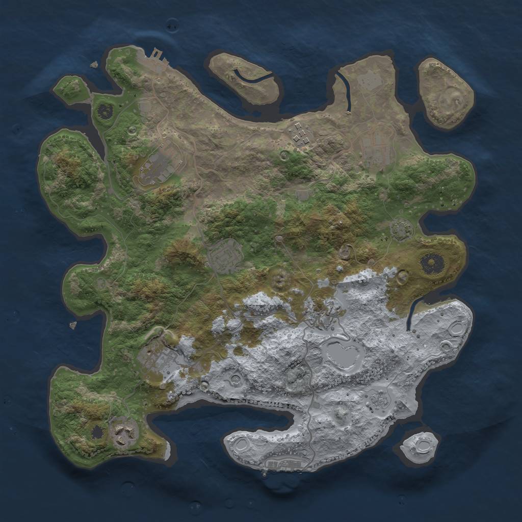 Rust Map: Procedural Map, Size: 3450, Seed: 79678316, 15 Monuments