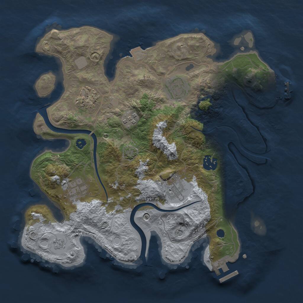 Rust Map: Procedural Map, Size: 3000, Seed: 31254, 12 Monuments