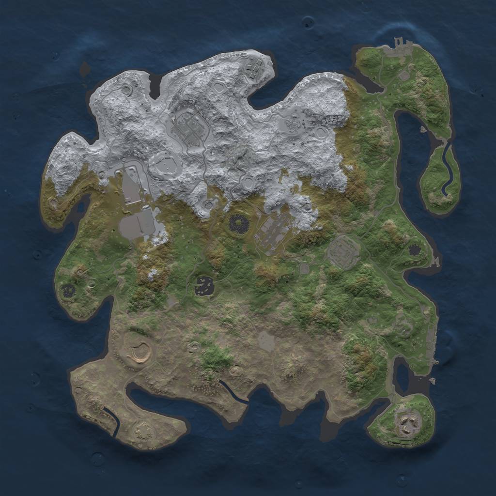 Rust Map: Procedural Map, Size: 3650, Seed: 6882078, 16 Monuments