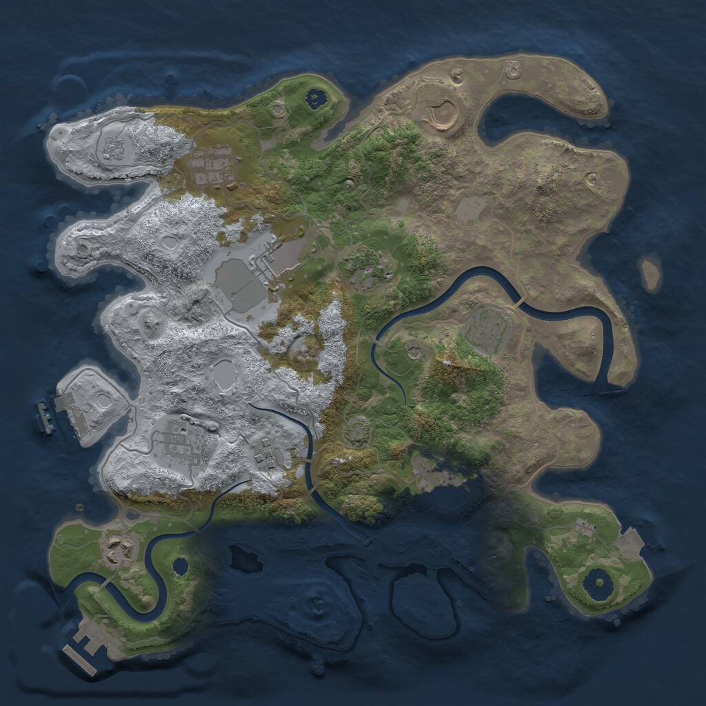 Rust Map: Procedural Map, Size: 3500, Seed: 3877622, 15 Monuments
