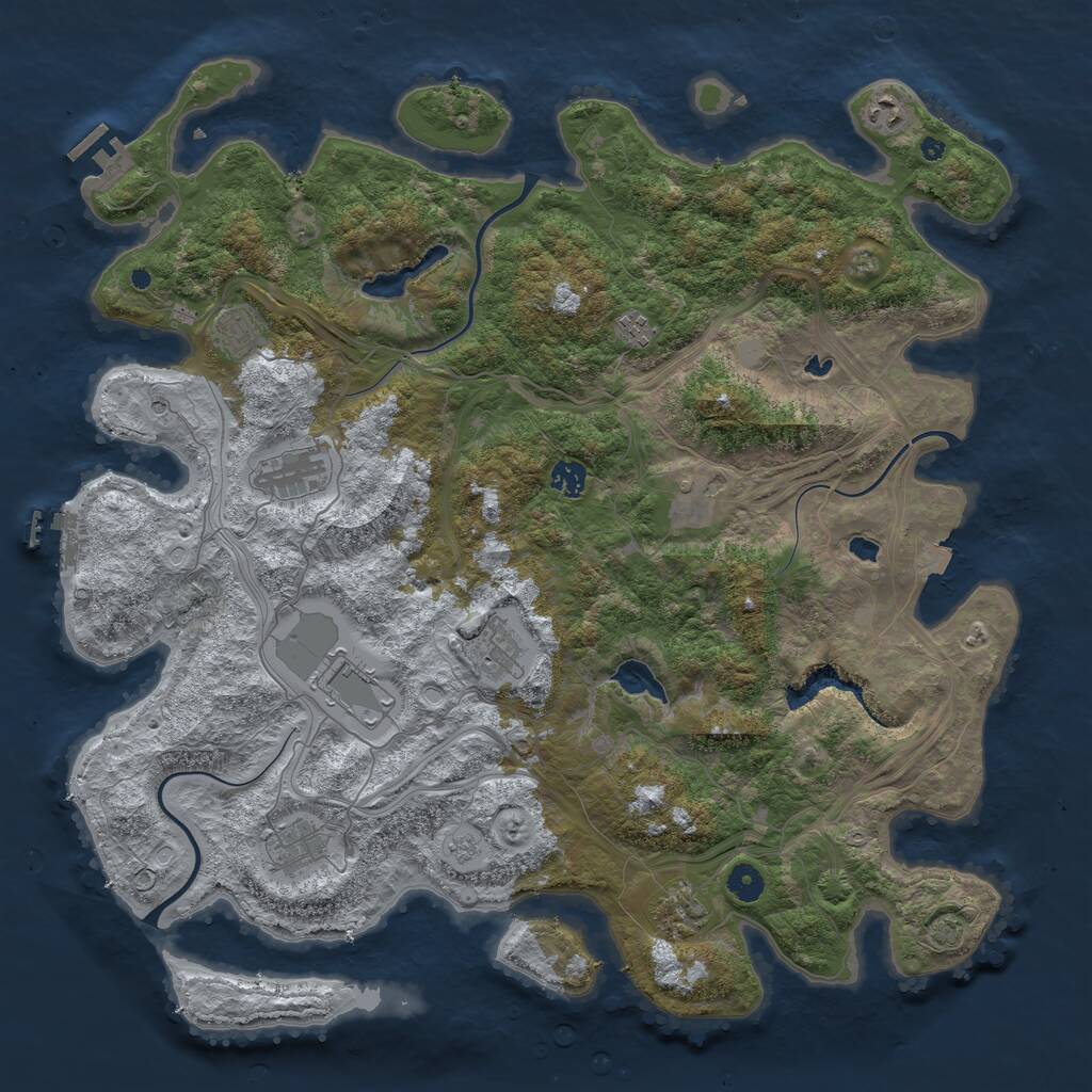 Rust Map: Procedural Map, Size: 4500, Seed: 19191999, 16 Monuments