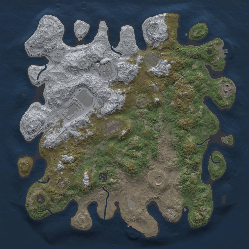 Rust Map: Procedural Map, Size: 4000, Seed: 75212772, 17 Monuments