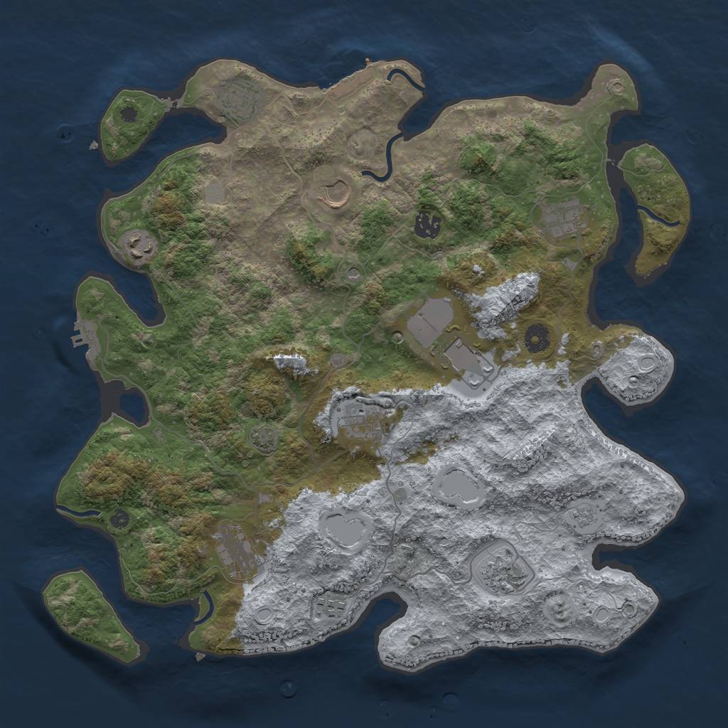 Rust Map: Procedural Map, Size: 3950, Seed: 99120137, 18 Monuments