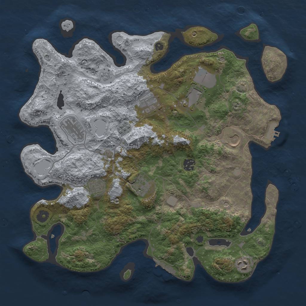 Rust Map: Procedural Map, Size: 3750, Seed: 65770543, 17 Monuments