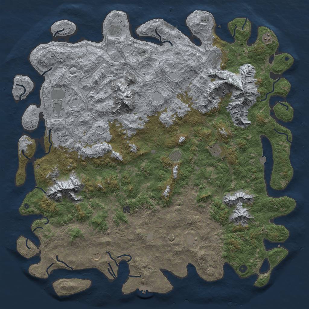 Rust Map: Procedural Map, Size: 6000, Seed: 1043029531, 19 Monuments