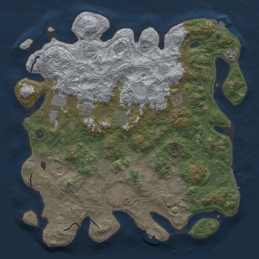Rust Map: Procedural Map, Size: 4500, Seed: 612227043, 19 Monuments