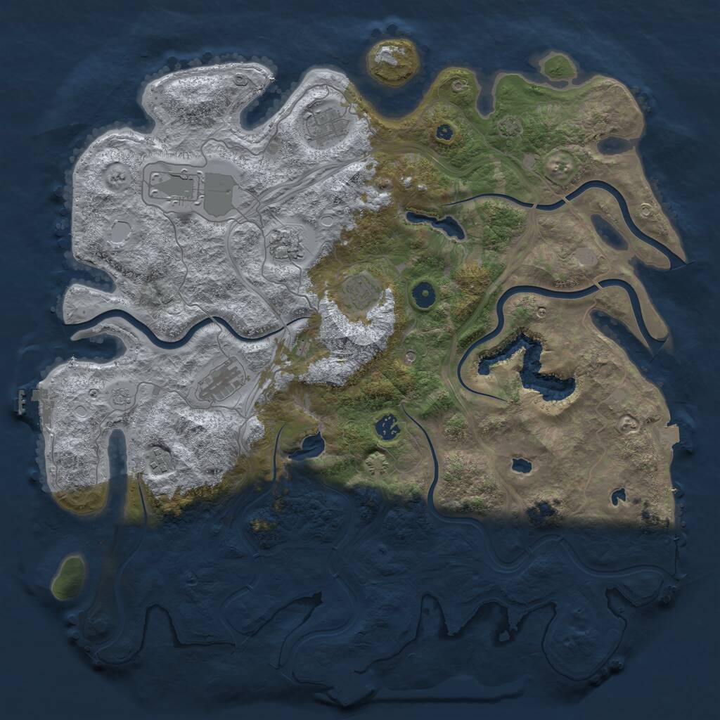 Rust Map: Procedural Map, Size: 4500, Seed: 1264522891, 13 Monuments