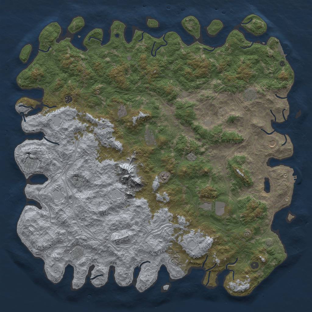 Rust Map: Procedural Map, Size: 6000, Seed: 87946969, 19 Monuments