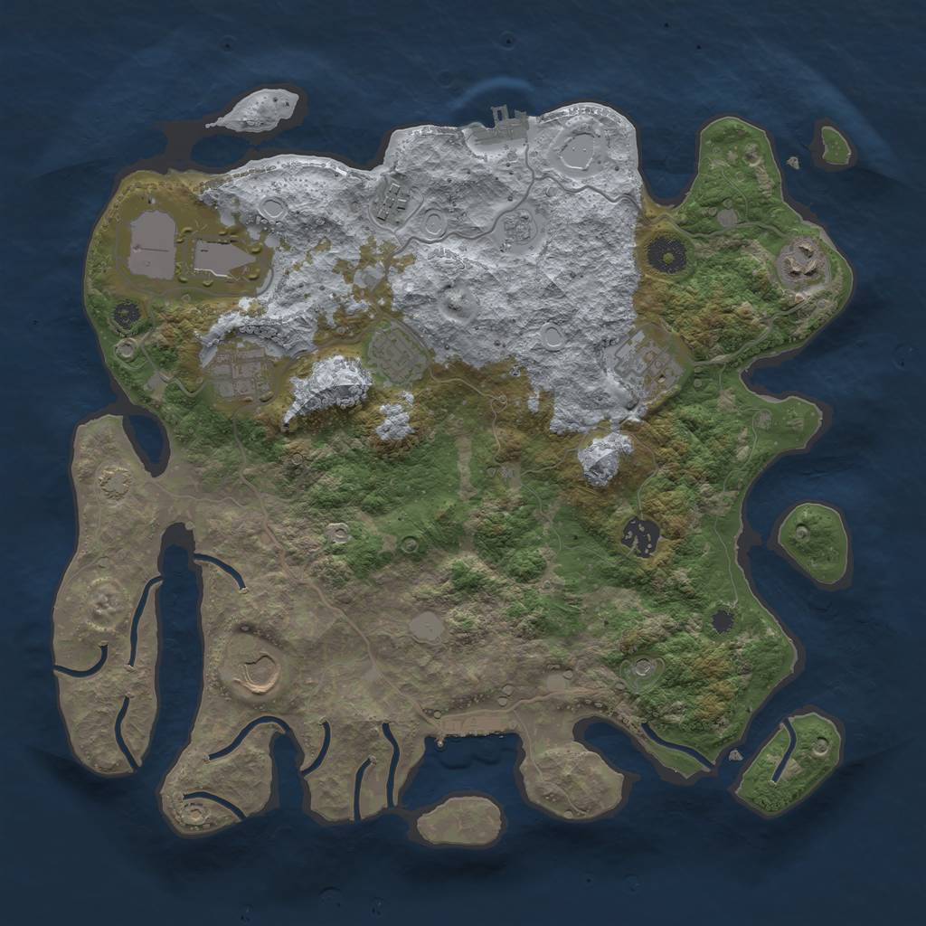 Rust Map: Procedural Map, Size: 3600, Seed: 83563496, 16 Monuments