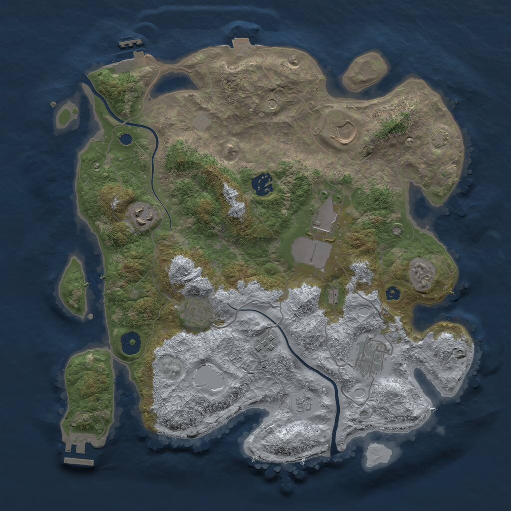 Rust Map: Procedural Map, Size: 3500, Seed: 8469487, 13 Monuments