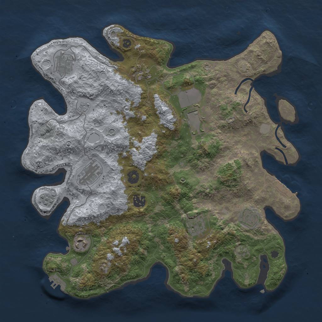 Rust Map: Procedural Map, Size: 3700, Seed: 48026540, 17 Monuments