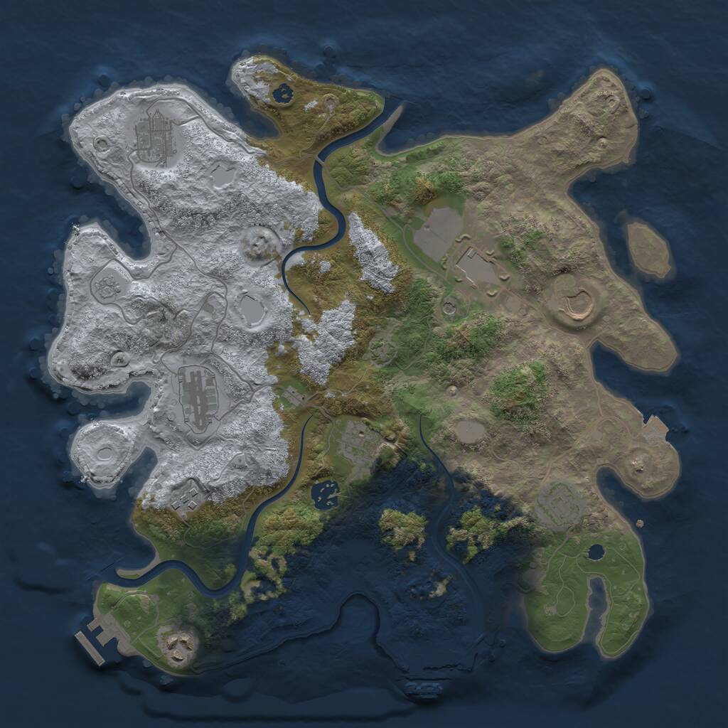 Rust Map: Procedural Map, Size: 3700, Seed: 48026540, 15 Monuments