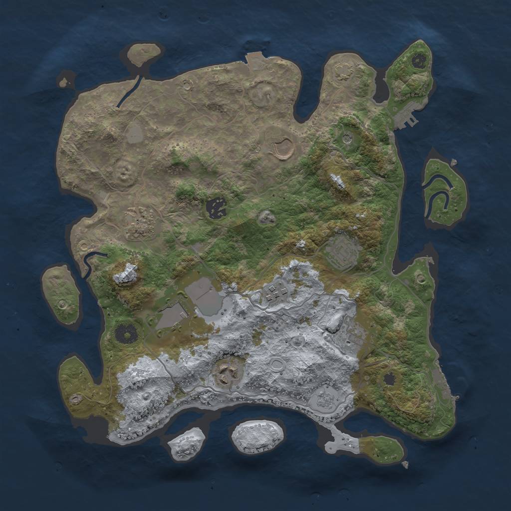 Rust Map: Procedural Map, Size: 3500, Seed: 913313468, 16 Monuments