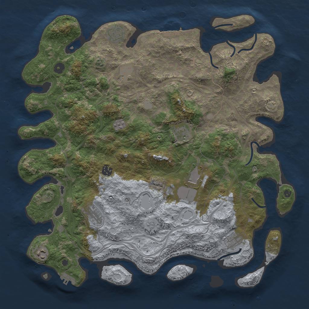 Rust Map: Procedural Map, Size: 4300, Seed: 46252312, 17 Monuments