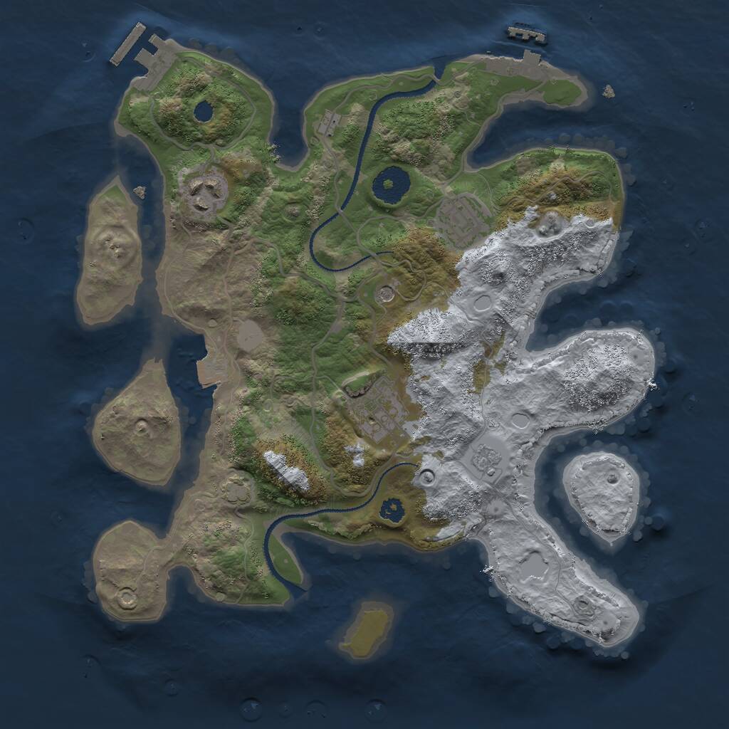 Rust Map: Procedural Map, Size: 3000, Seed: 97926, 9 Monuments