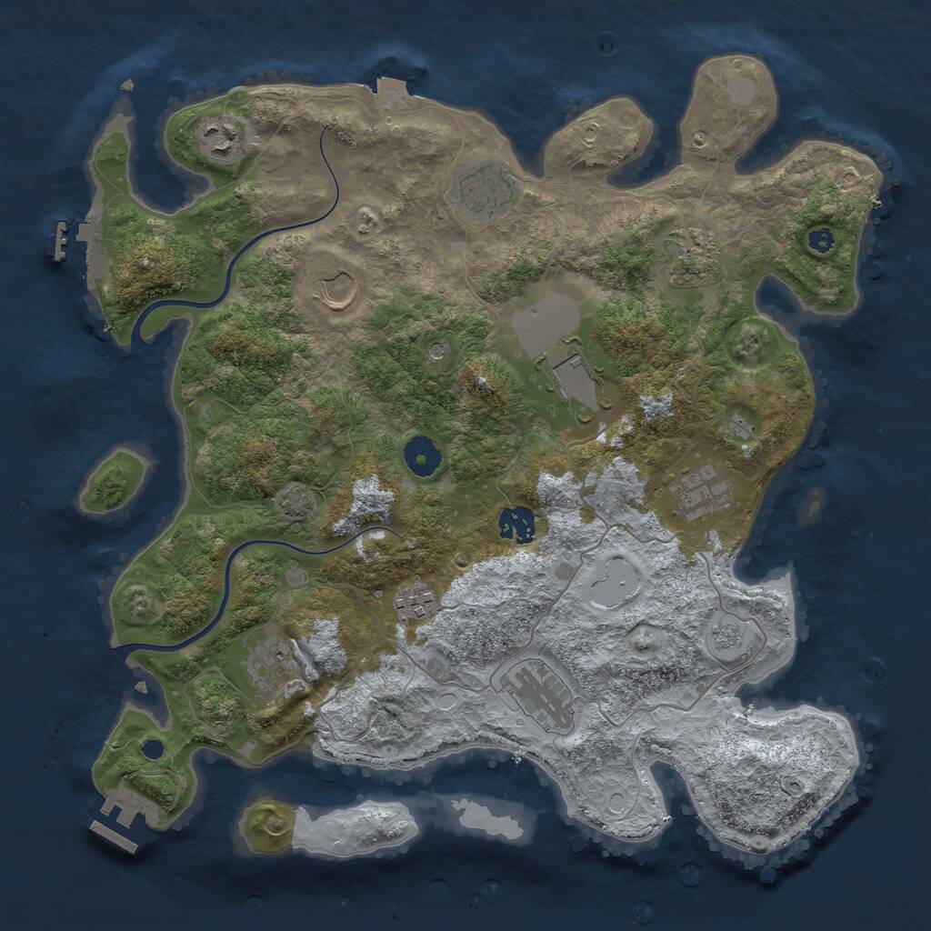 Rust Map: Procedural Map, Size: 3700, Seed: 1466697208, 16 Monuments