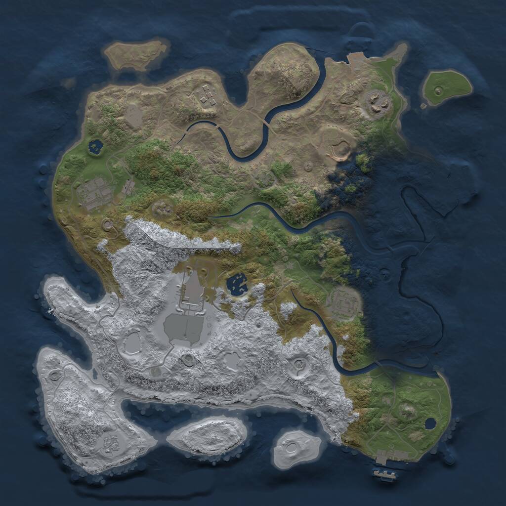 Rust Map: Procedural Map, Size: 3500, Seed: 345634563, 13 Monuments