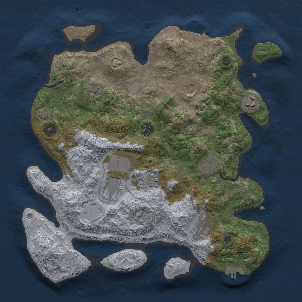 Rust Map: Procedural Map, Size: 3500, Seed: 345634563, 16 Monuments